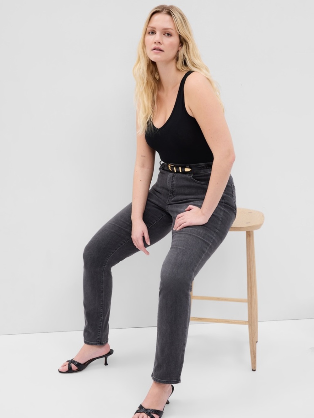 🚨 BOGO FREE 33T 16T GAP Classic Straight Slim High Rise Jeans Black 33 16 Tall